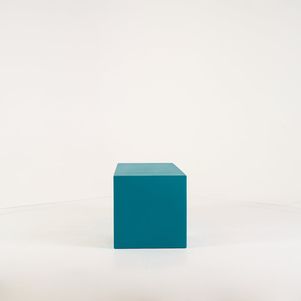 Vignelli Bench by Heller in Small / Turquoise | Floor Sample – Very Good | Shop Now | MO-HLR-1035_28-1354-Hero Image-3
