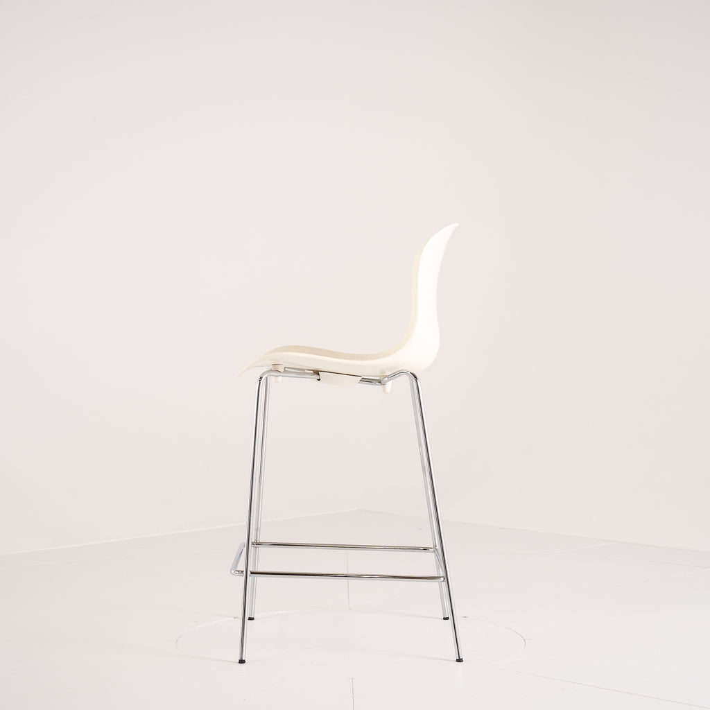 Nap Counter Stool by Fritz Hansen in Milk White / Chrome | Gently Used – Good | Shop Now | MO-FHA-KS58-75-Hero Image-3