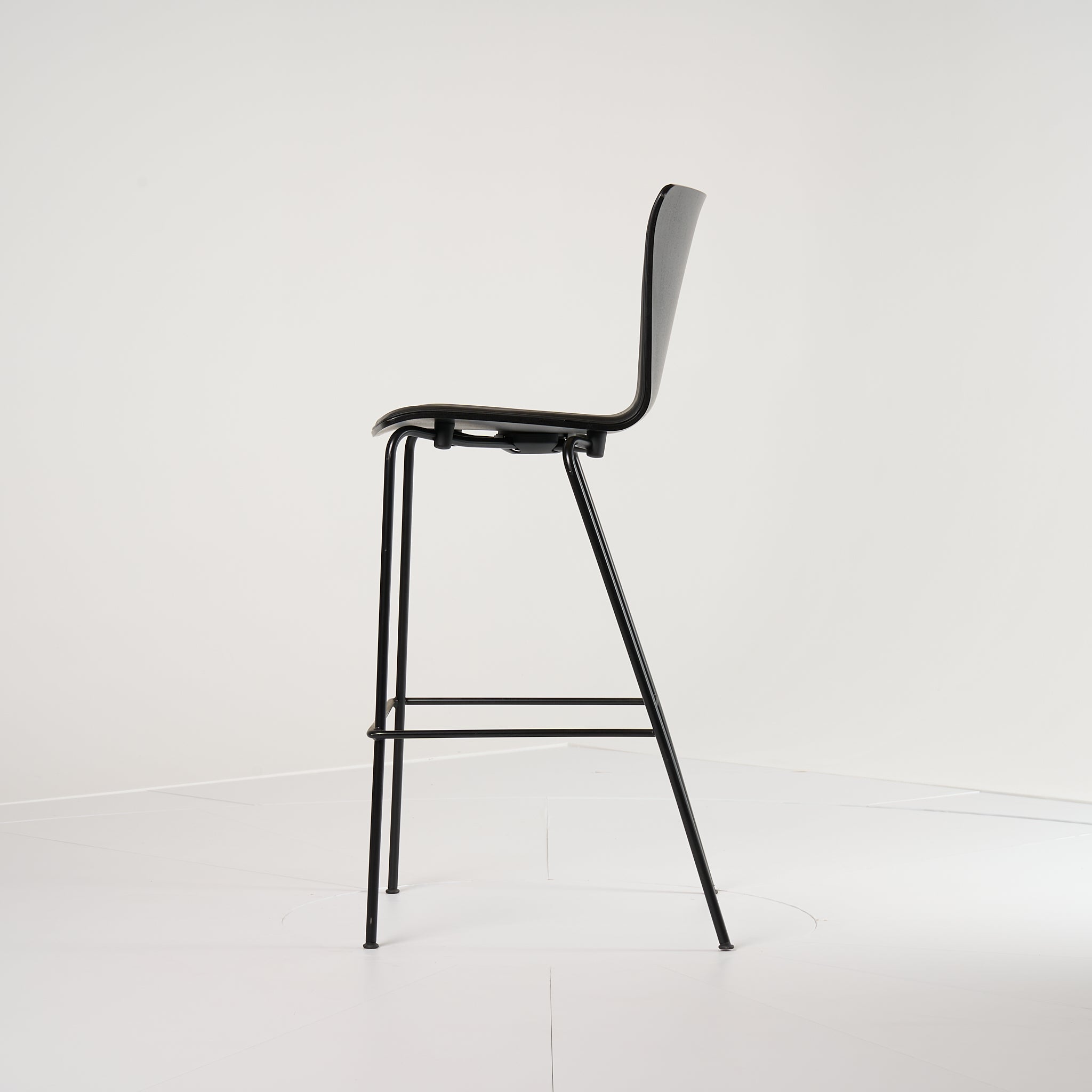 Vico Duo Stacking Chair  by Fritz Hansen in Black Colored Ash / Black Leather / Black  | Floor Sample – Very Good | Shop Now | MO-FHA-VM118-79-Hero Image-4