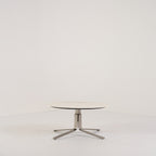 MOA Low Table by Ligne Roset in Chromed Base, White Marble-Effect Stoneware | Floor Sample – Very Good | Shop Now | MO-LIR-19501200-1157-Hero Image-1