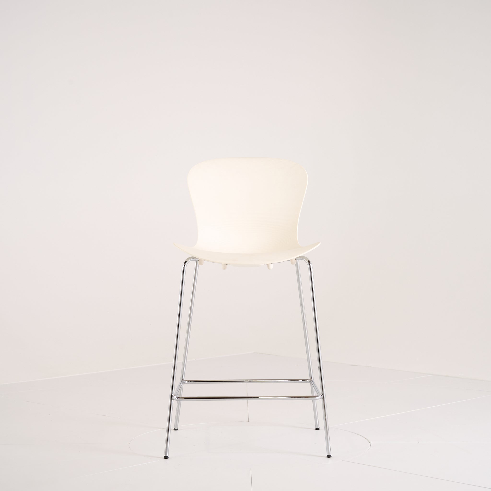 Nap Counter Stool by Fritz Hansen in Milk White / Chrome | Gently Used – Good | Shop Now | MO-FHA-KS58-75-Hero Image-5