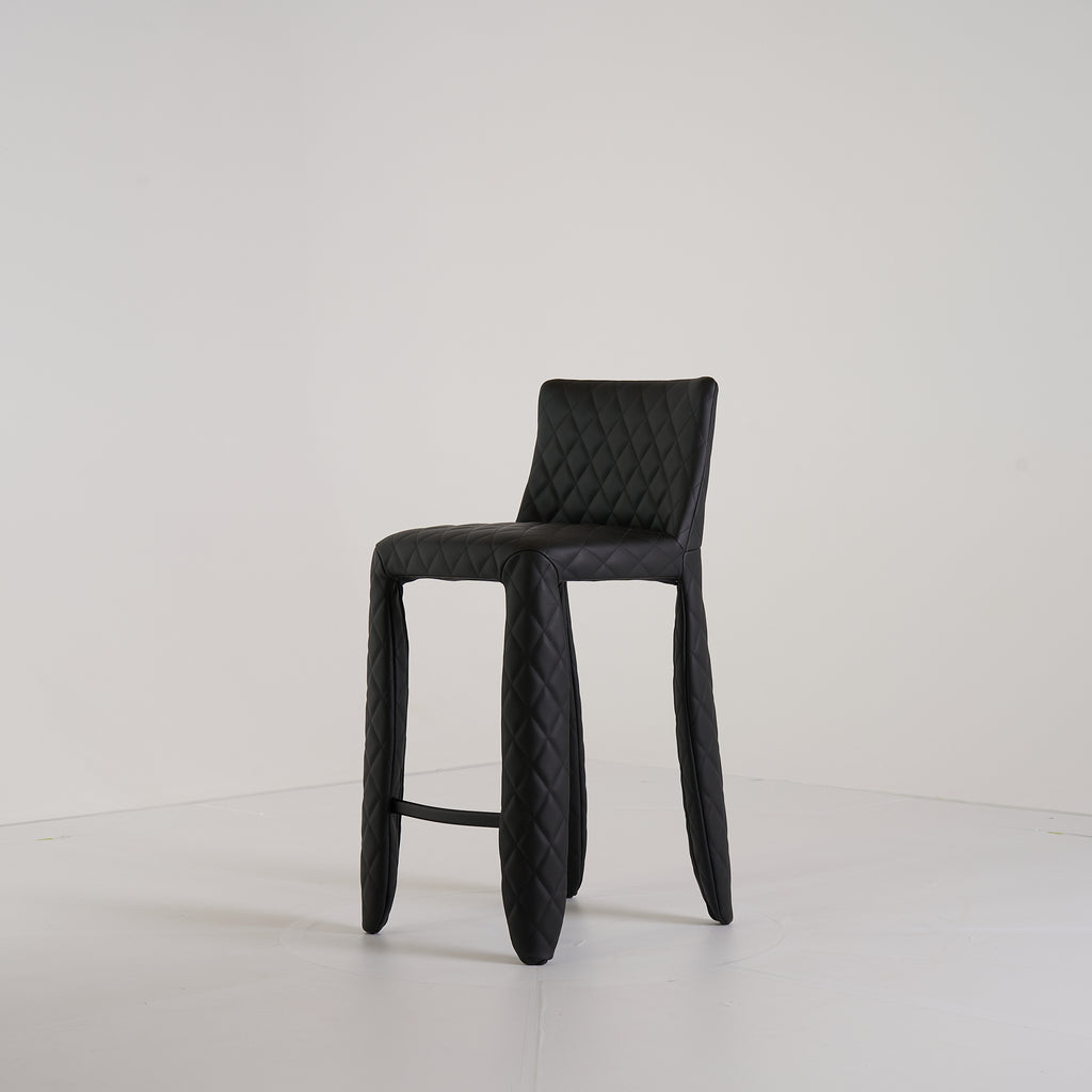 Monster Bar Stool Low (66cm Seat) by Moooi in Original Black Leather | Open Box – Excellent | Shop Now | MO-MOO-MOSMBX_B-178-Hero Image-5