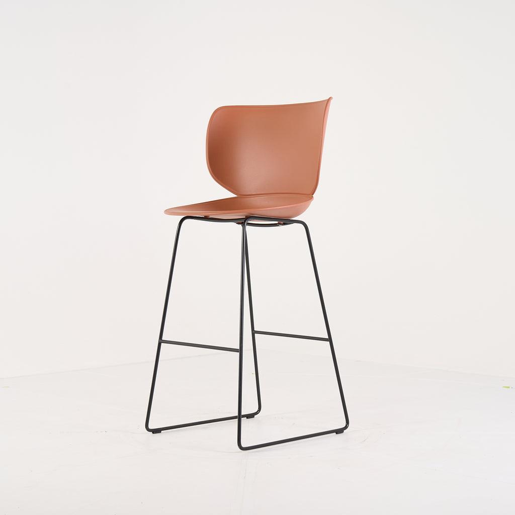 Hana Bar Stool High Un-Upholstered  by Moooi in Terracotta Black Legs | Gently Used – Good | Shop Now | MO-MOO-8718282386935-1431-Hero Image-7