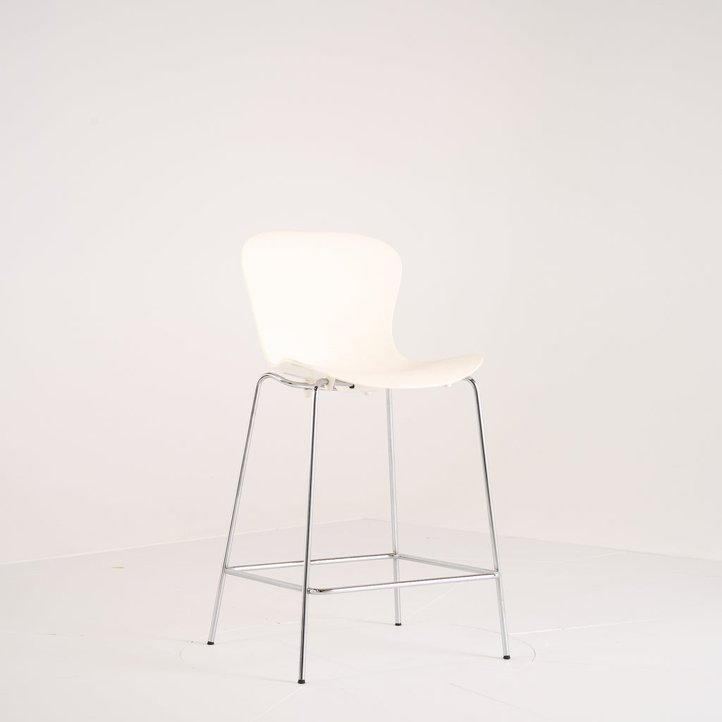 Nap Counter Stool by Fritz Hansen in Milk White / Chrome | Gently Used – Good | Shop Now | MO-FHA-KS58-75-Hero Image-7