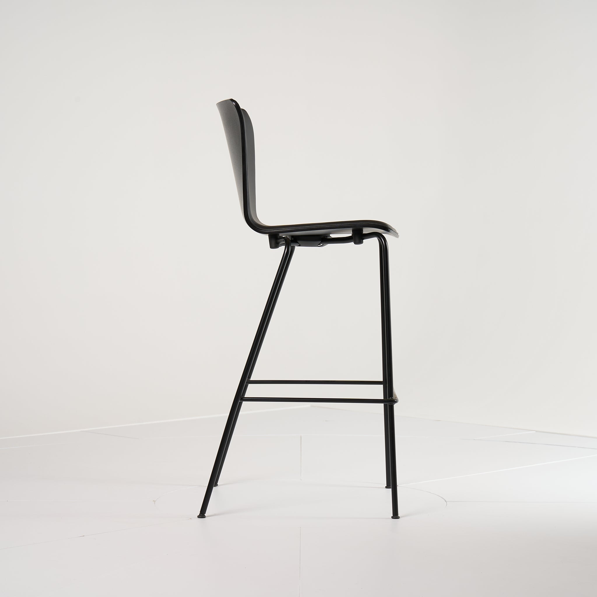 Vico Duo Stacking Chair  by Fritz Hansen in Black Colored Ash / Black Leather / Black  | Floor Sample – Very Good | Shop Now | MO-FHA-VM118-79-Hero Image-1