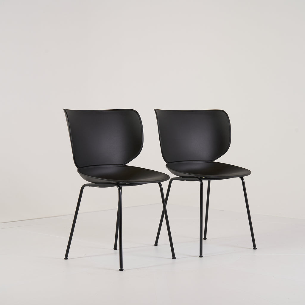 Hana Chairs Unupholstered Set of 2 by Moooi in Black / Black, Non-Stacking | Floor Sample – Very Good | Shop Now | MO-MOO-8718282380278-1147-Hero Image-2