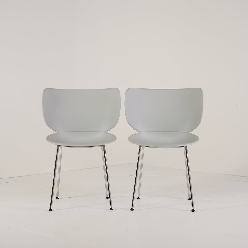 Hana Chairs Unupholstered Set of 2 by Moooi in Concrete Grey/Chrome Non-Stacking | Pristine | Shop Now | MO-MOO-8718282380322-140-Hero Image-1