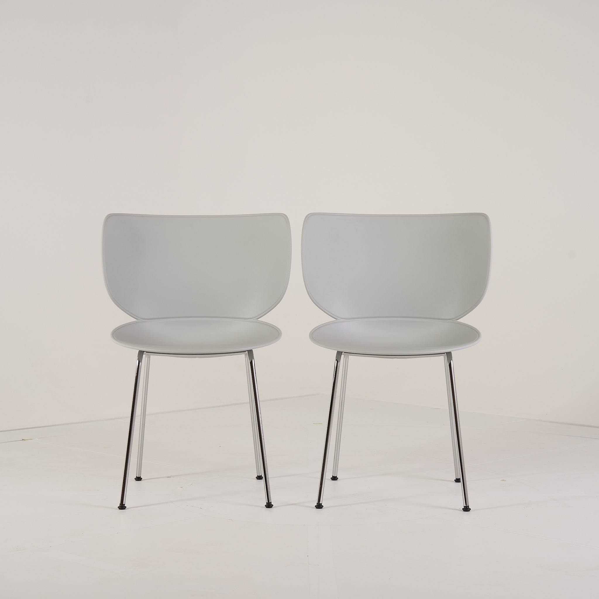 Hana Chairs Unupholstered Set of 2 by Moooi in Concrete Grey/Chrome Non-Stacking | Pristine | Shop Now | MO-MOO-8718282380322-140-Hero Image-1
