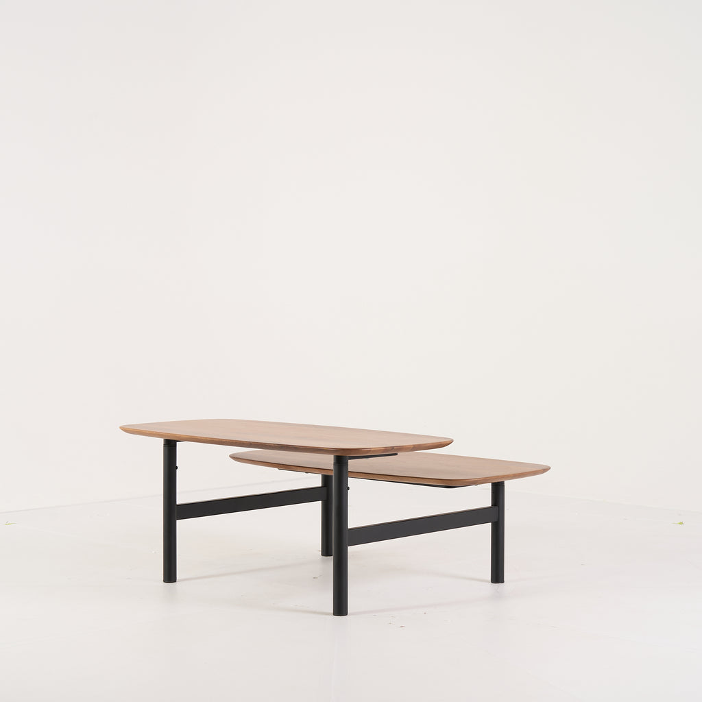 Pantographe Low Table by Ligne Roset in Walnut Top, Black Lacquered Base | Floor Sample – Very Good | Shop Now | MO-LIR-005HFV1N-1159-Hero Image-4