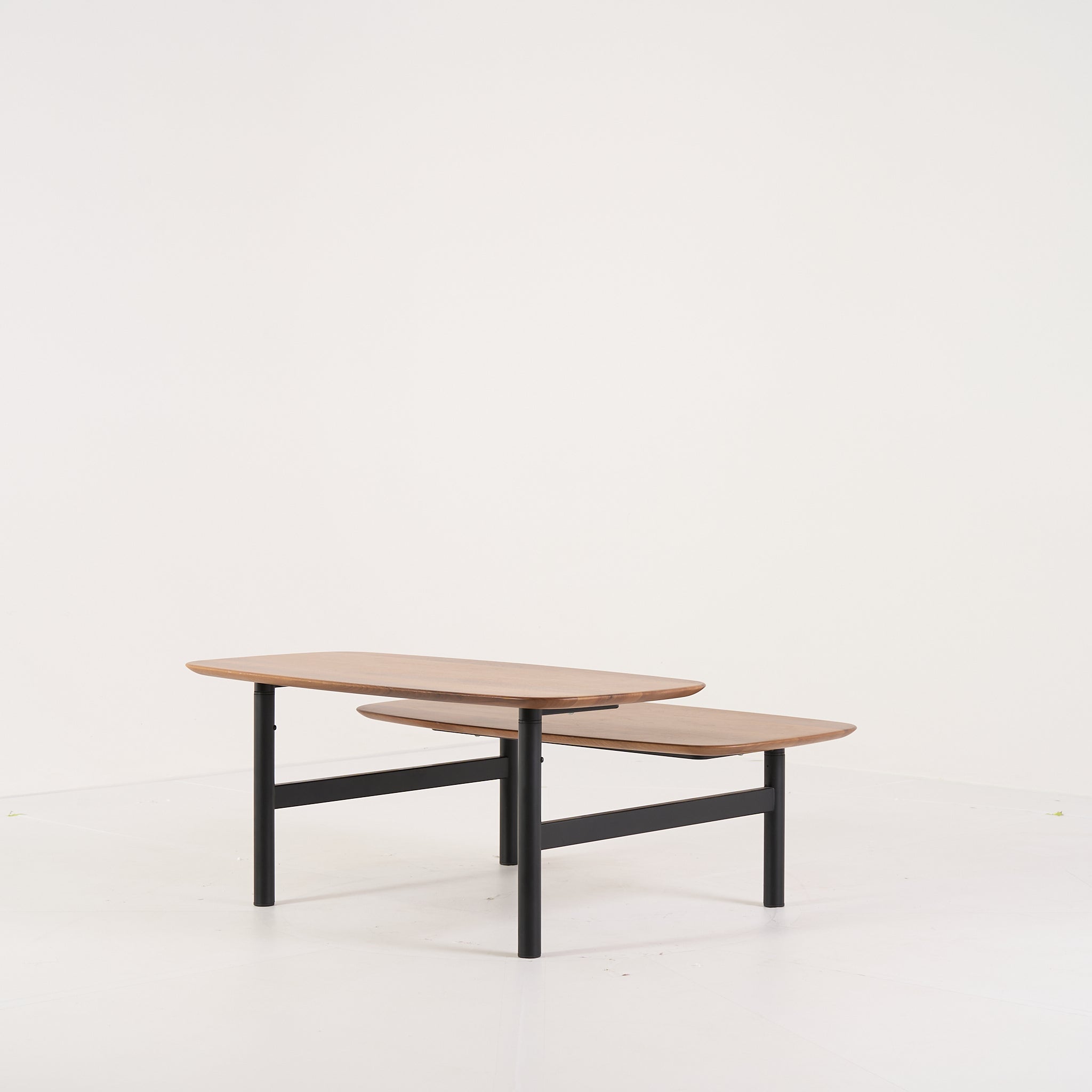 Pantographe Low Table by Ligne Roset in Walnut Top, Black Lacquered Base | Floor Sample – Very Good | Shop Now | MO-LIR-005HFV1N-1159-Hero Image-4
