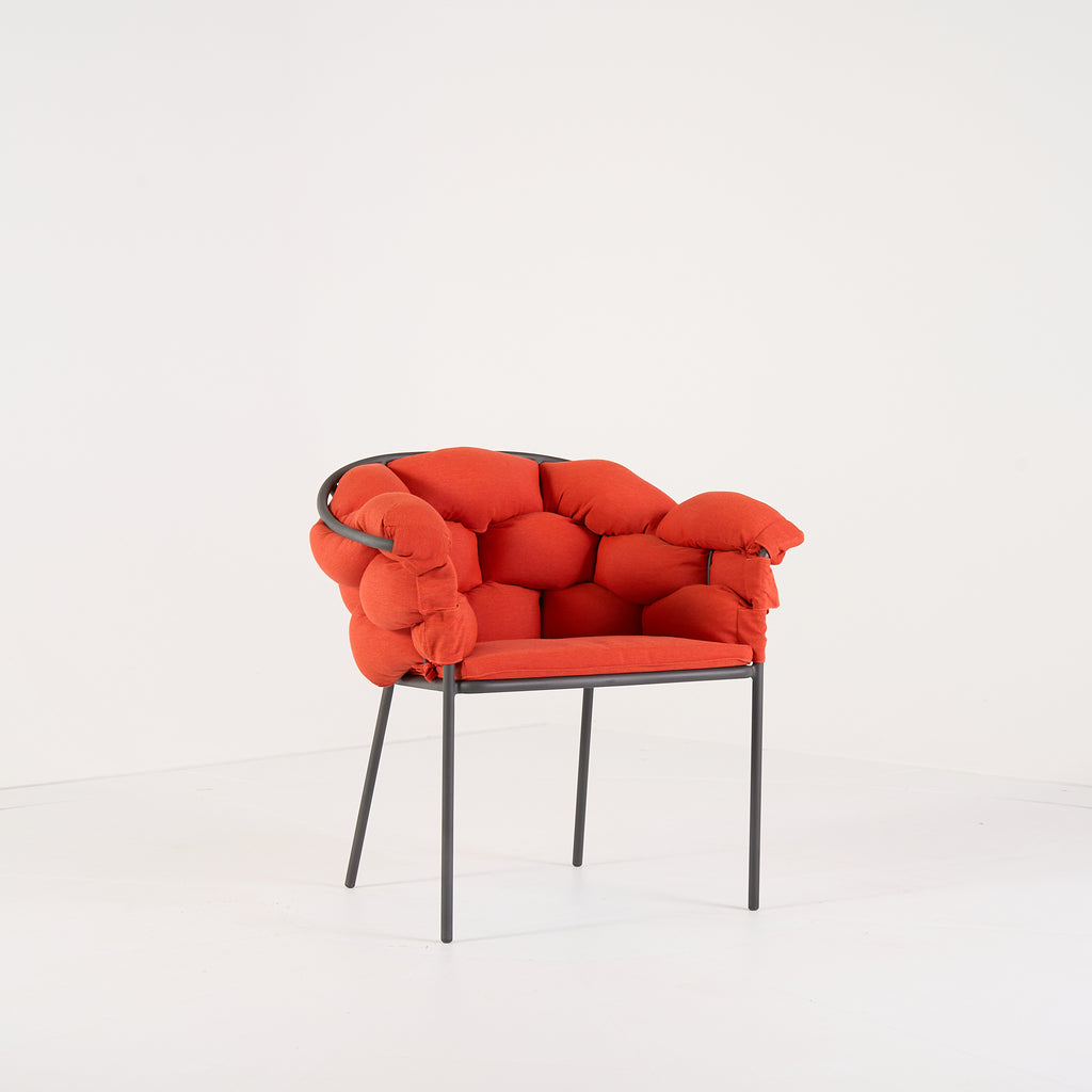 Serpentine Chair with Arms by Ligne Roset in Outdoor, Terra Cotta Fabric | Floor Sample – Very Good | Shop Now | MO-LIR-10262093-1165-Hero Image-4