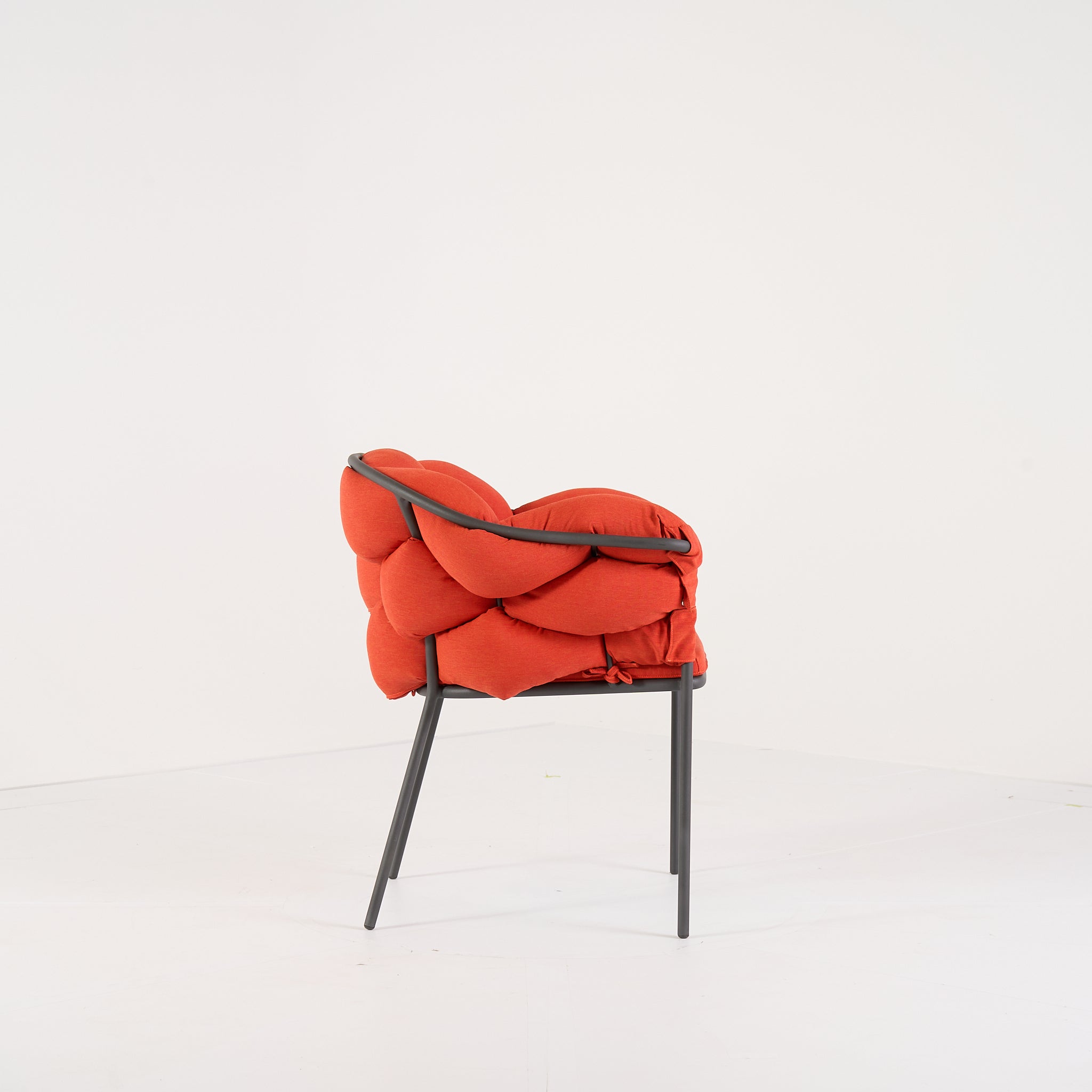 Serpentine Chair with Arms by Ligne Roset in Outdoor, Terra Cotta Fabric | Floor Sample – Very Good | Shop Now | MO-LIR-10262093-1165-Hero Image-7