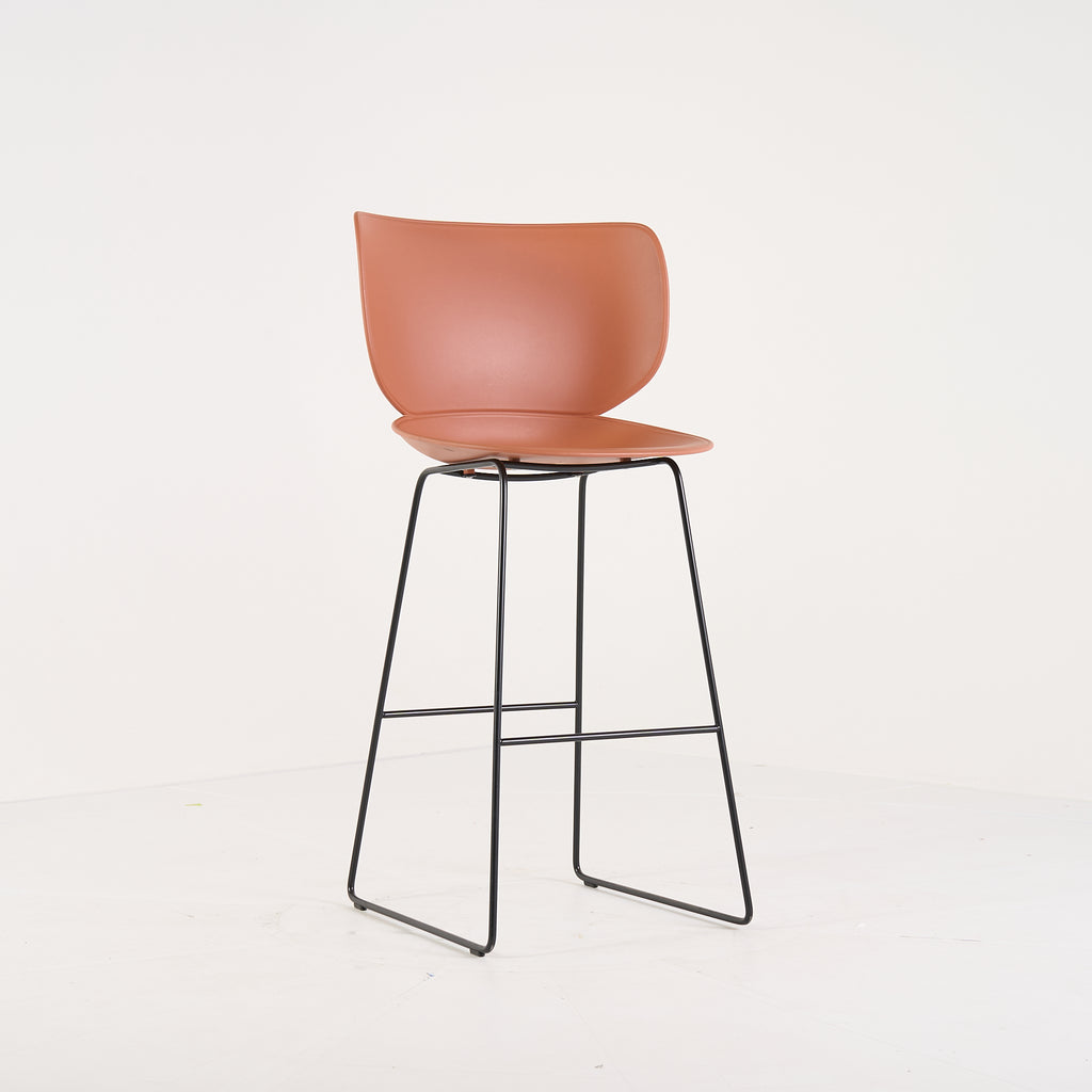 Hana Bar Stool High Un-Upholstered  by Moooi in Terracotta Black Legs | Gently Used – Good | Shop Now | MO-MOO-8718282386935-1431-Hero Image-2