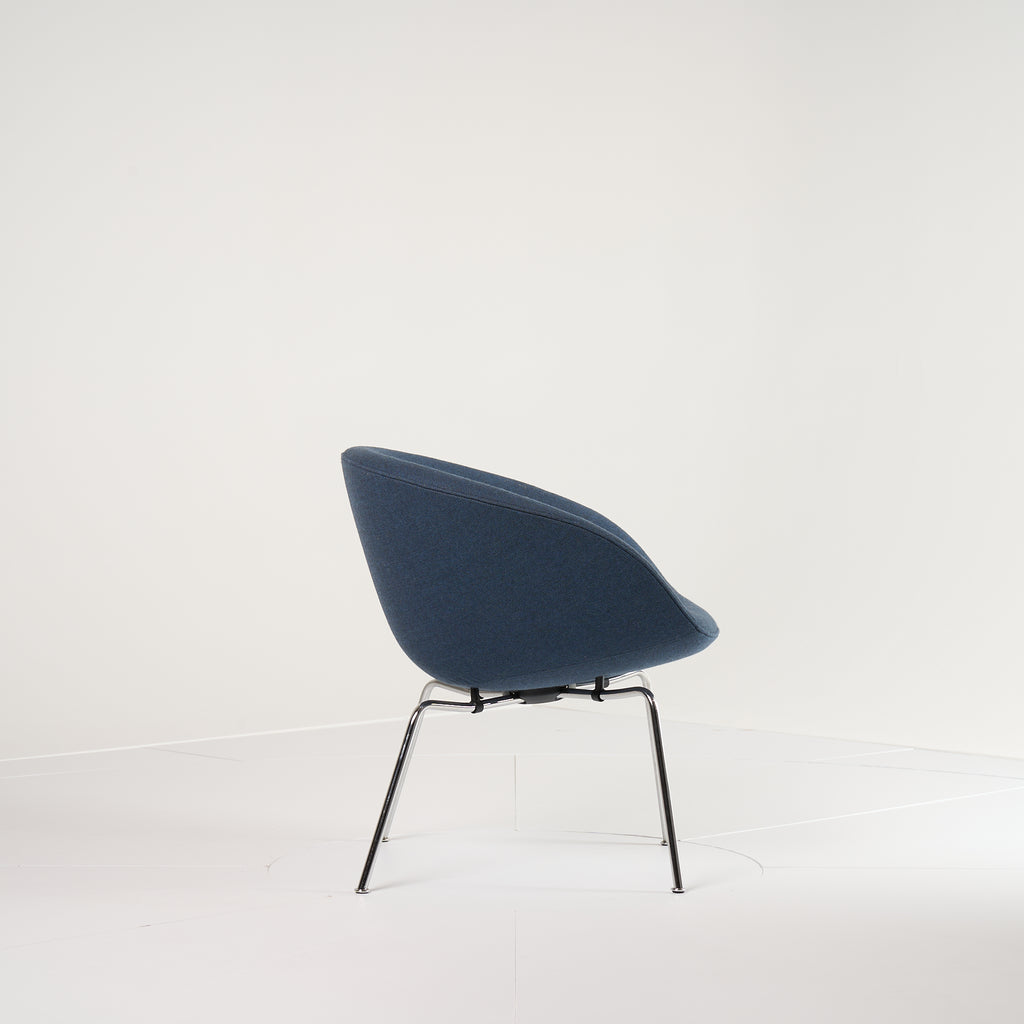 Pot Chair  by Fritz Hansen in Capture 6001 - Blue  / Chrome | Floor Sample – Very Good | Shop Now | MO-FHA-3118-30-Hero Image-4