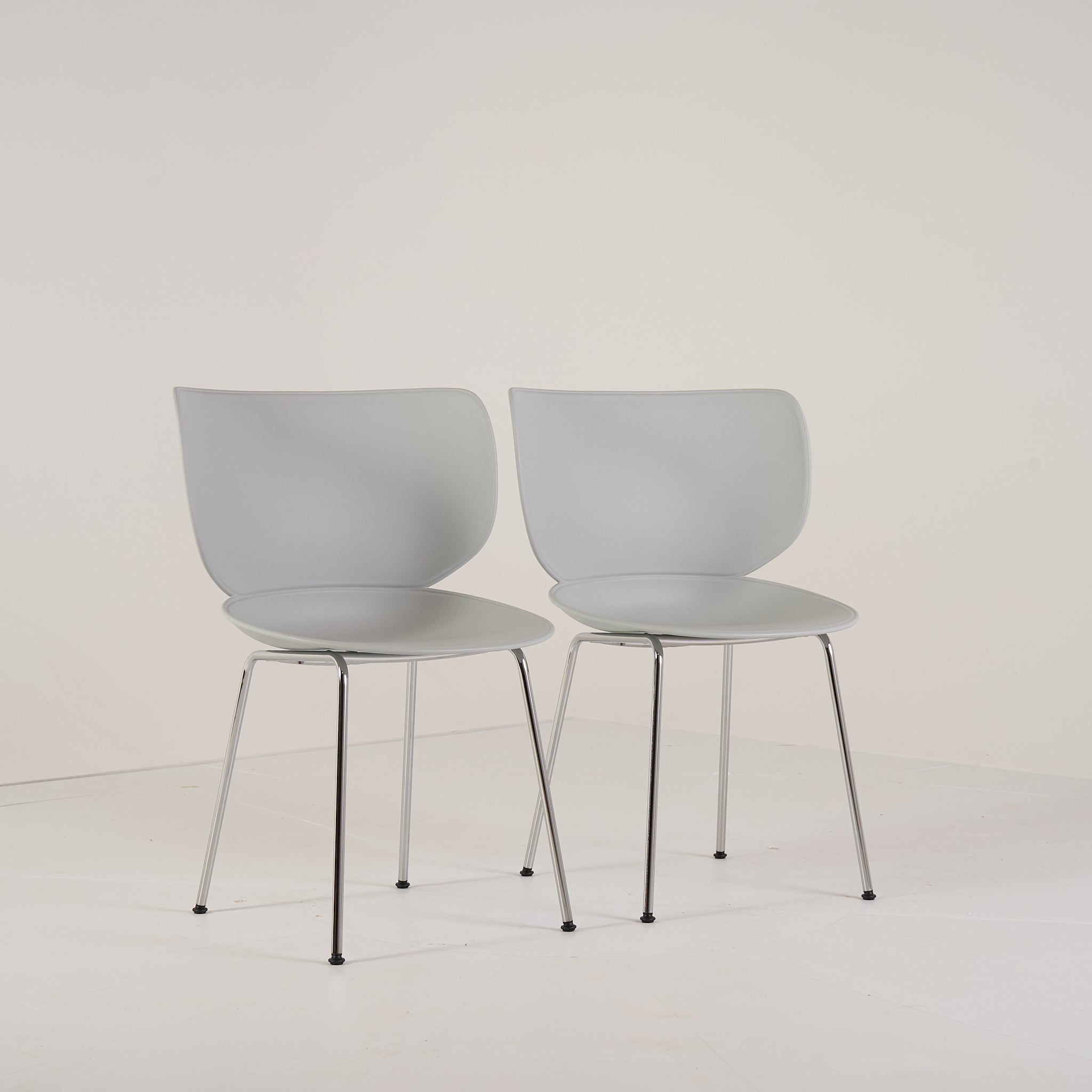 Hana Chairs Unupholstered Set of 2 by Moooi in Concrete Grey/Chrome Non-Stacking | Pristine | Shop Now | MO-MOO-8718282380322-140-Hero Image-2
