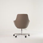 Little Giraffe Chair by Fritz Hansen in Essential Leather Stone / Chrome / Castors | Floor Sample – Very Good | Shop Now | MO-FHA-3211-117-Hero Image-2