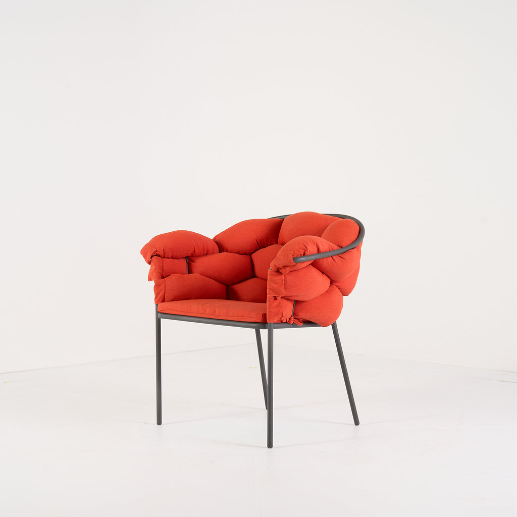 Serpentine Chair with Arms by Ligne Roset in Outdoor, Terra Cotta Fabric | Floor Sample – Very Good | Shop Now | MO-LIR-10262093-1165-Hero Image-3