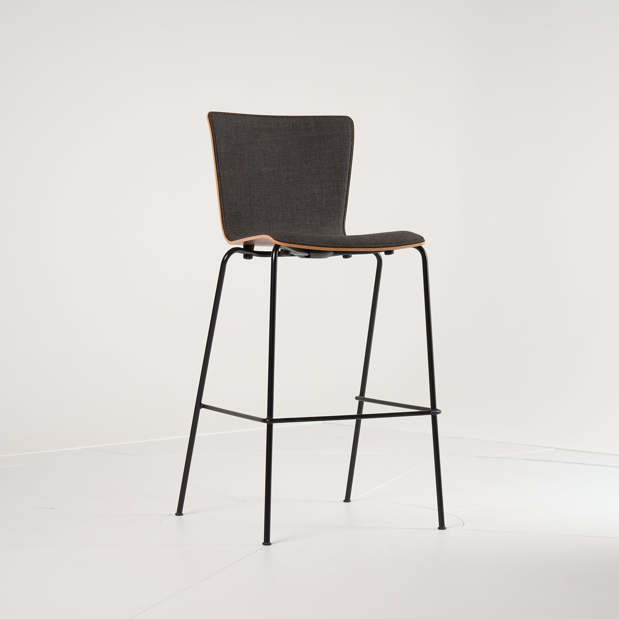 Vico Duo Barstool by Fritz Hansen in Front Upholstered, Walnut / Canvas 174 / Black | Gently Used – Good | Shop Now | MO-FHA-VM118-80-Hero Image-1