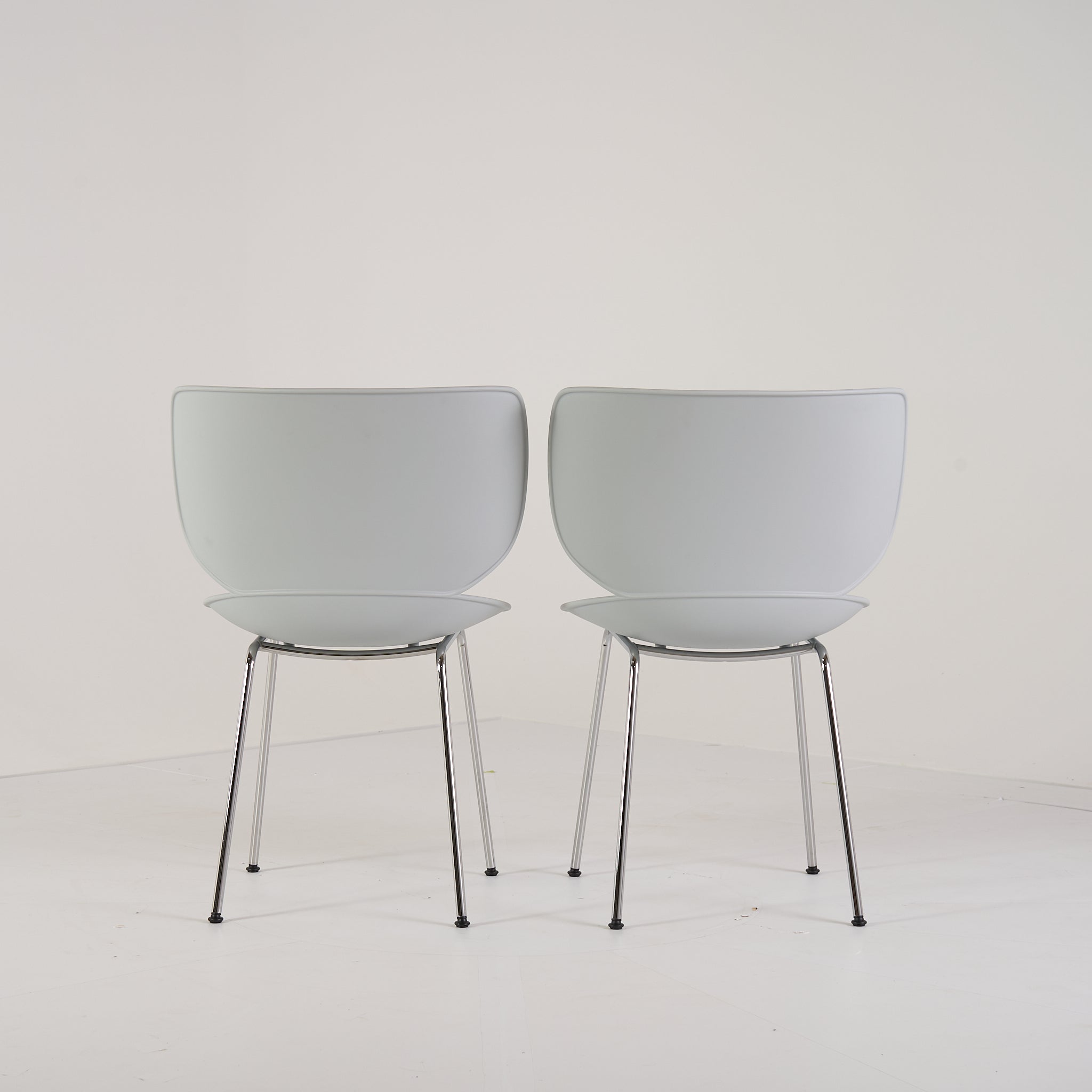 Hana Chairs Unupholstered Set of 2 by Moooi in Concrete Grey/Chrome Non-Stacking | Pristine | Shop Now | MO-MOO-8718282380322-140-Hero Image-3