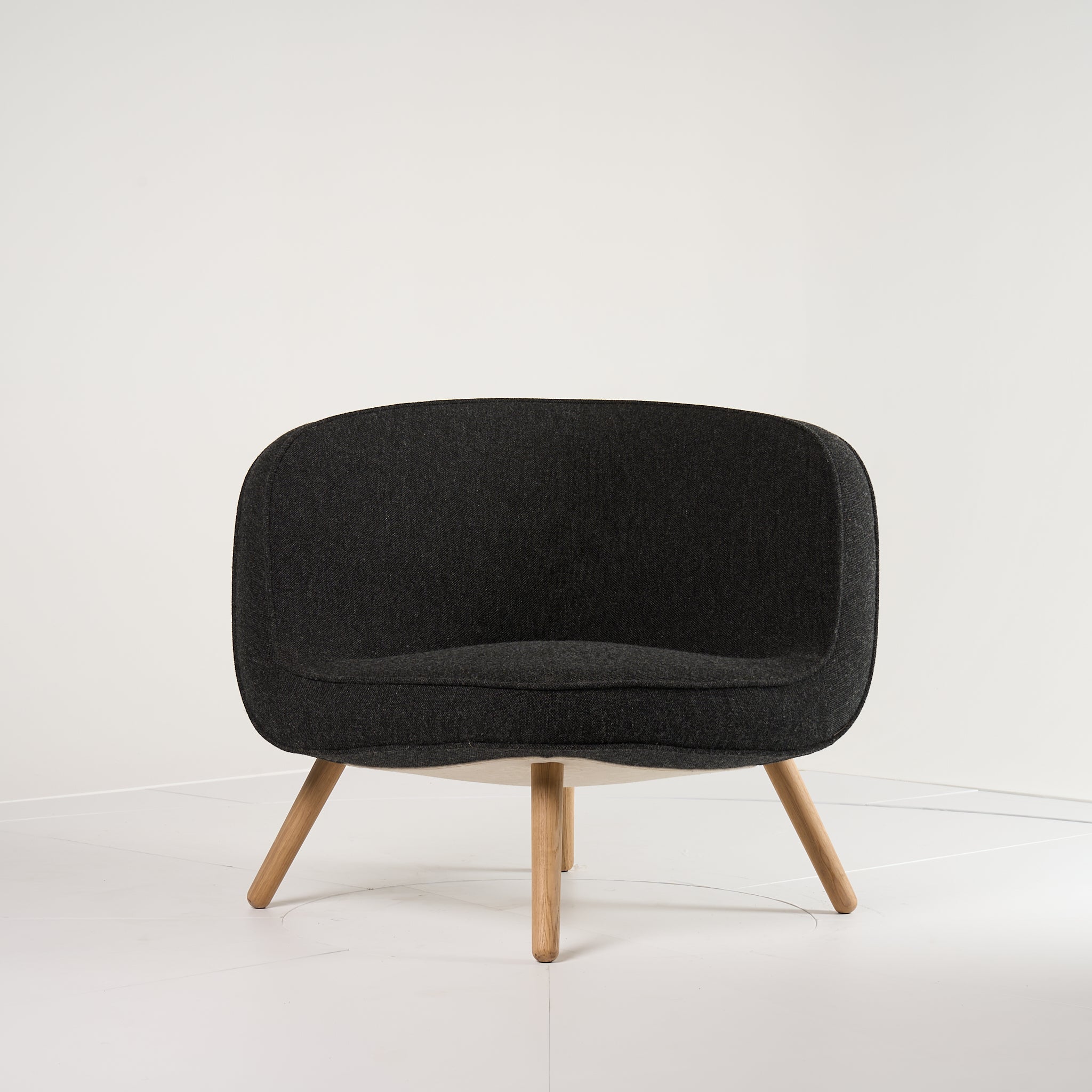 Via57  by Fritz Hansen in Hallingdal 180 - Charcoal  / Oak | Open Box – Excellent | Shop Now | MO-FHA-BI01-33-Hero Image-1