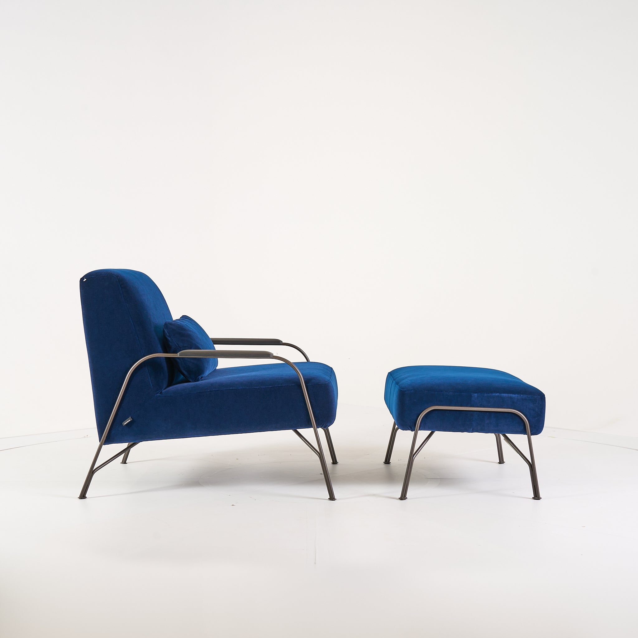 Humphrey Armchair & Ottoman by Ligne Roset in Galice Nuit | Floor Sample – Very Good | Shop Now | MO-LIR-19400100_19400500-1223-Hero Image-3