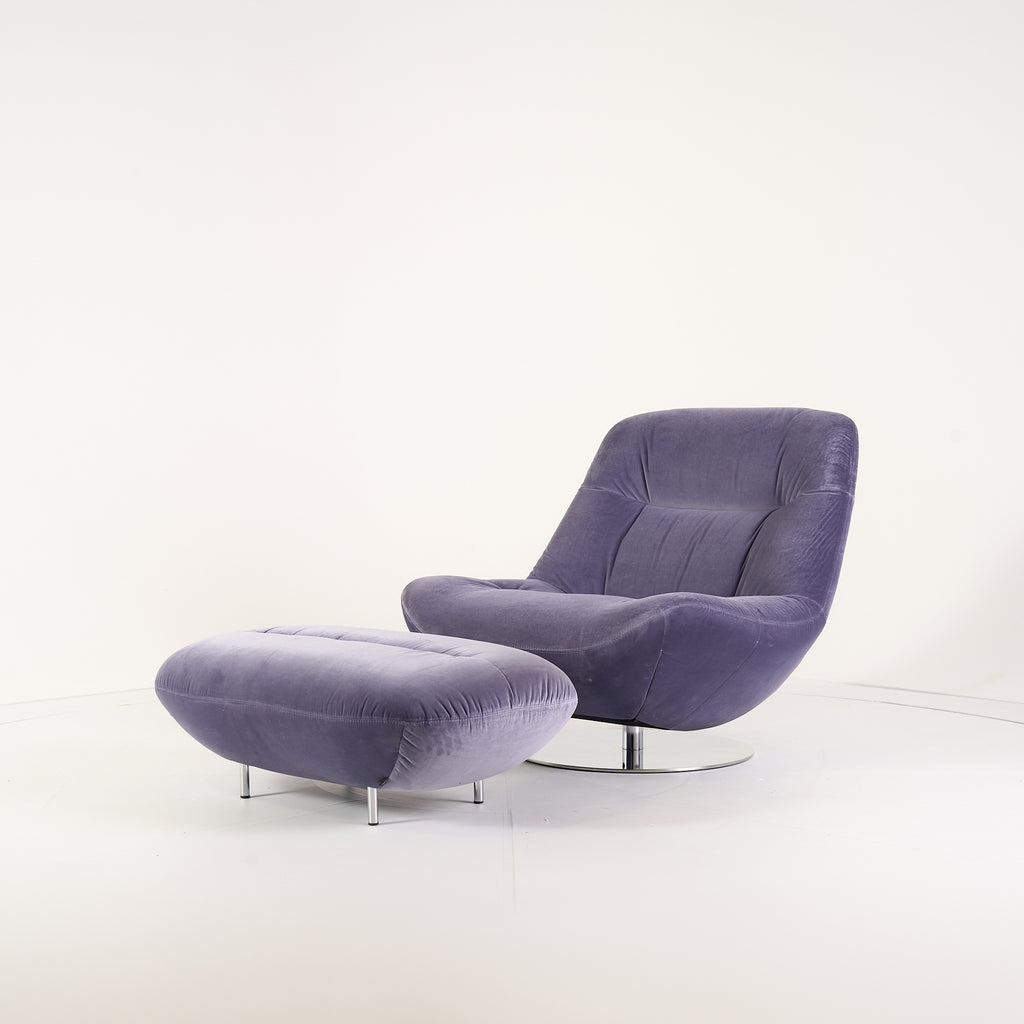 Manarola Swivelling Armchair w/ Footstool by Ligne Roset in Harald Pigeon | Floor Sample – Very Good | Shop Now | MO-LIR-14090200_14090350-1217-Hero Image-7