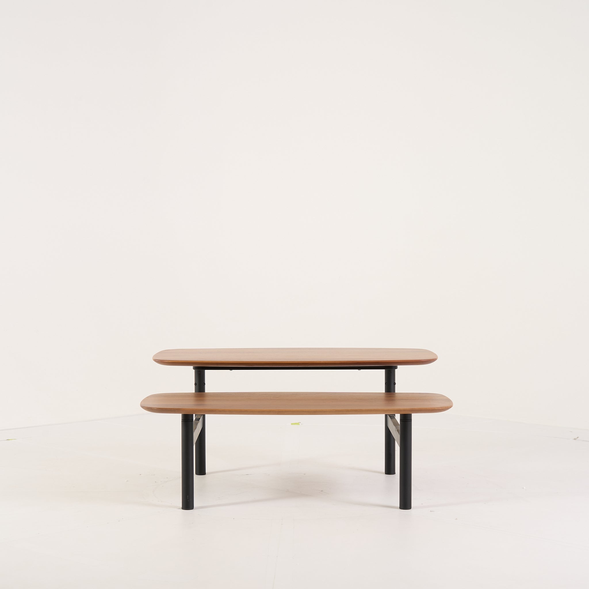 Pantographe Low Table by Ligne Roset in Walnut Top, Black Lacquered Base | Floor Sample – Very Good | Shop Now | MO-LIR-005HFV1N-1159-Hero Image-1