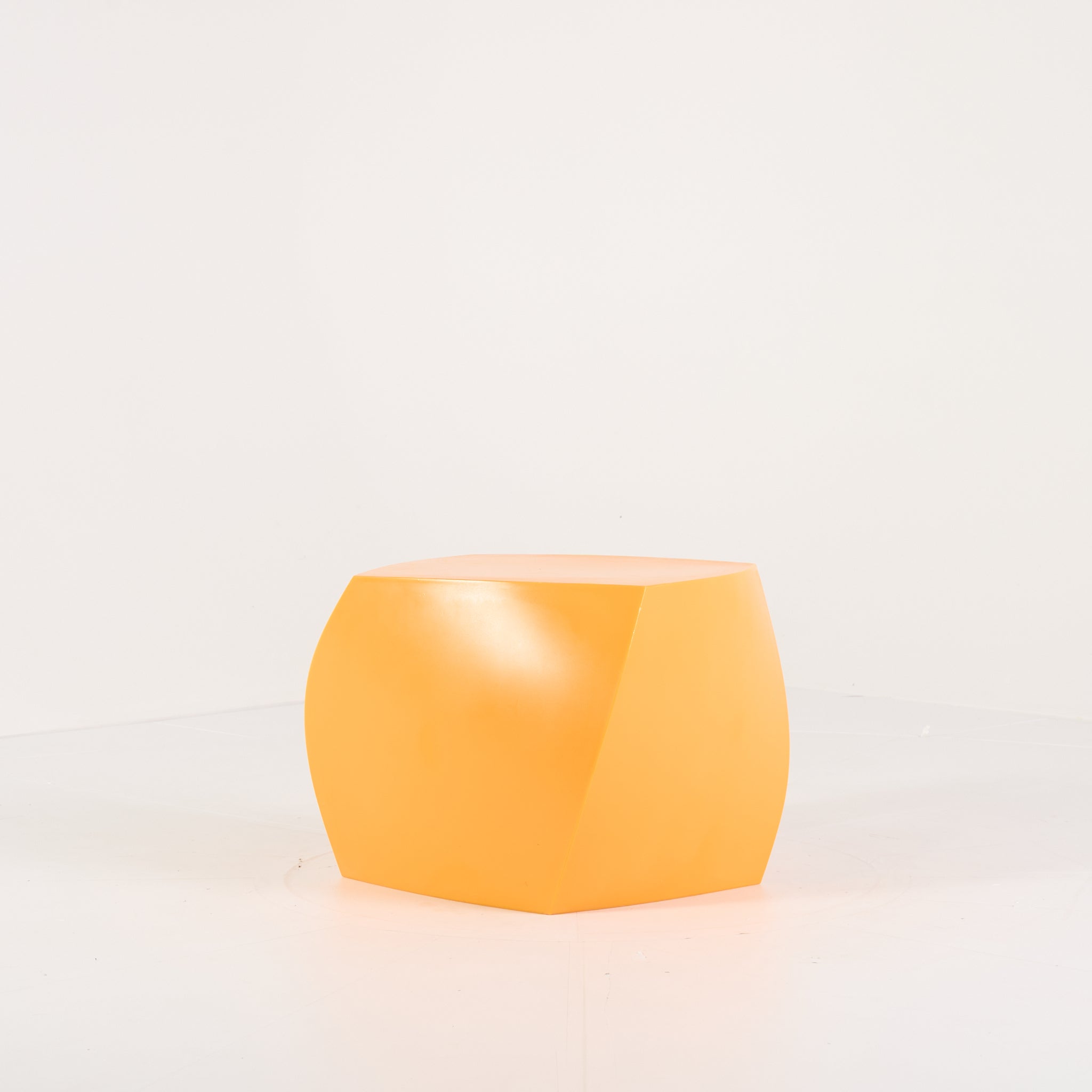 Gehry Left Twist Cube by Heller in Yellow | Well Loved – Fair | Shop Now | MO-HLR-1016_03-1399-Hero Image-1