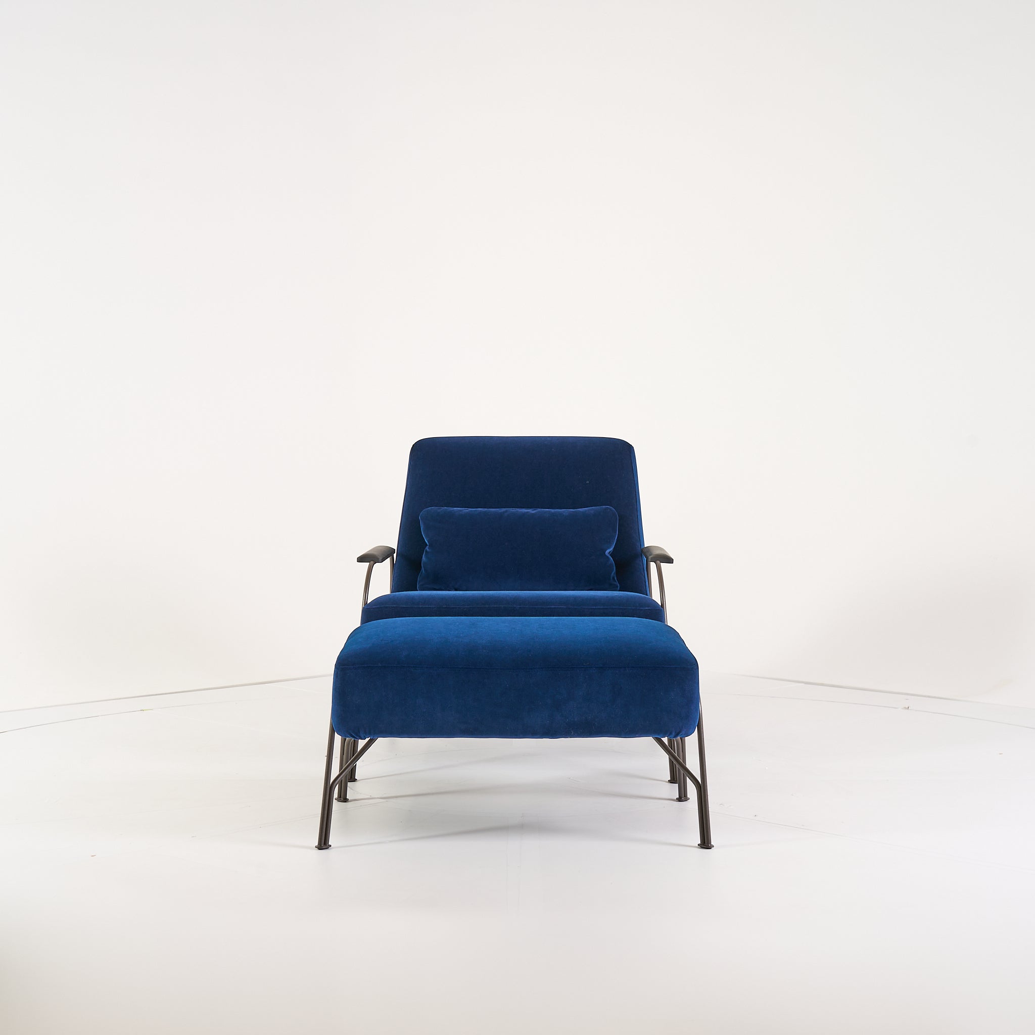 Humphrey Armchair & Ottoman by Ligne Roset in Galice Nuit | Floor Sample – Very Good | Shop Now | MO-LIR-19400100_19400500-1223-Hero Image-1