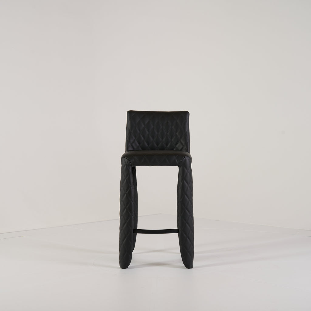 Monster Bar Stool Low (66cm Seat) by Moooi in Original Black Leather | Open Box – Excellent | Shop Now | MO-MOO-MOSMBX_B-178-Hero Image-1