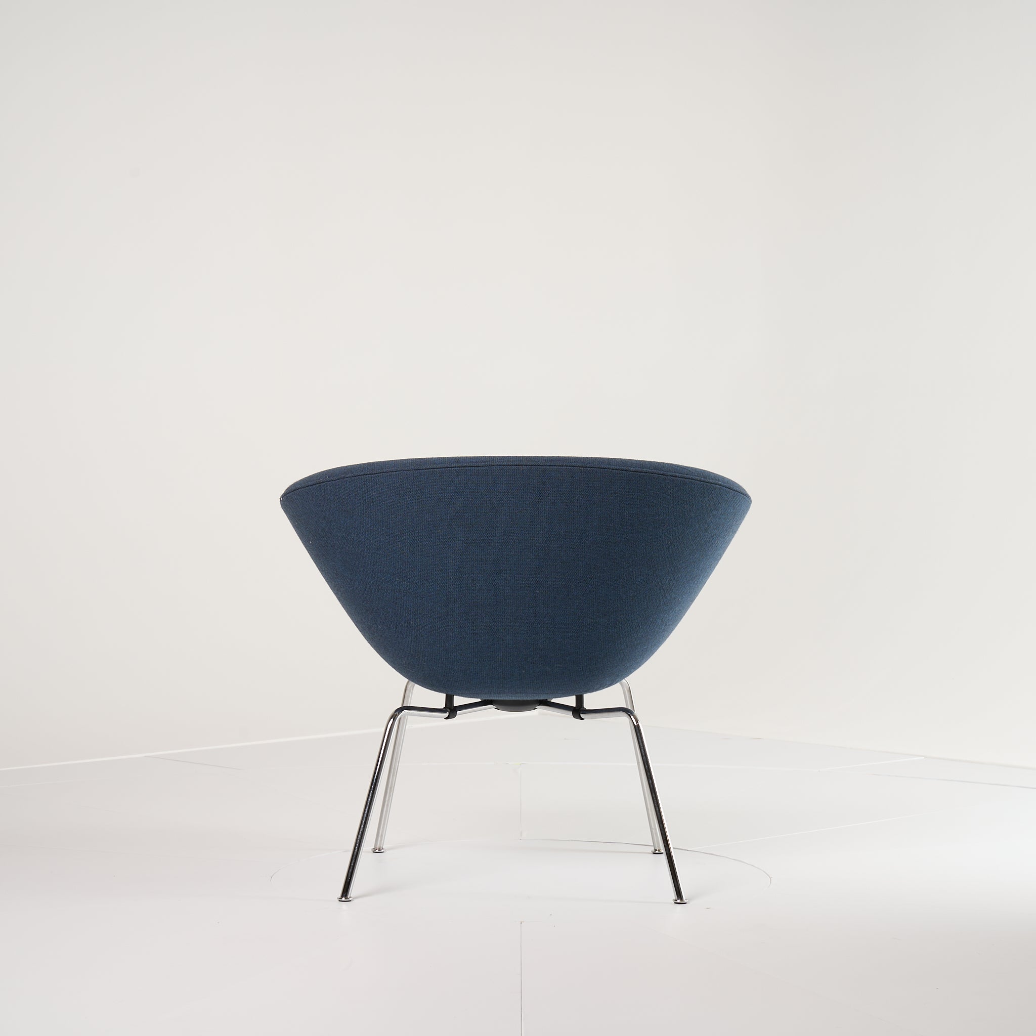 Pot Chair  by Fritz Hansen in Capture 6001 - Blue  / Chrome | Floor Sample – Very Good | Shop Now | MO-FHA-3118-30-Hero Image-3