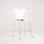 Series 7 Counter Stool by Fritz Hansen in Lacquered White / Chrome | Floor Sample – Very Good | Shop Now | MO-FHA-3187-54-Hero Image-5